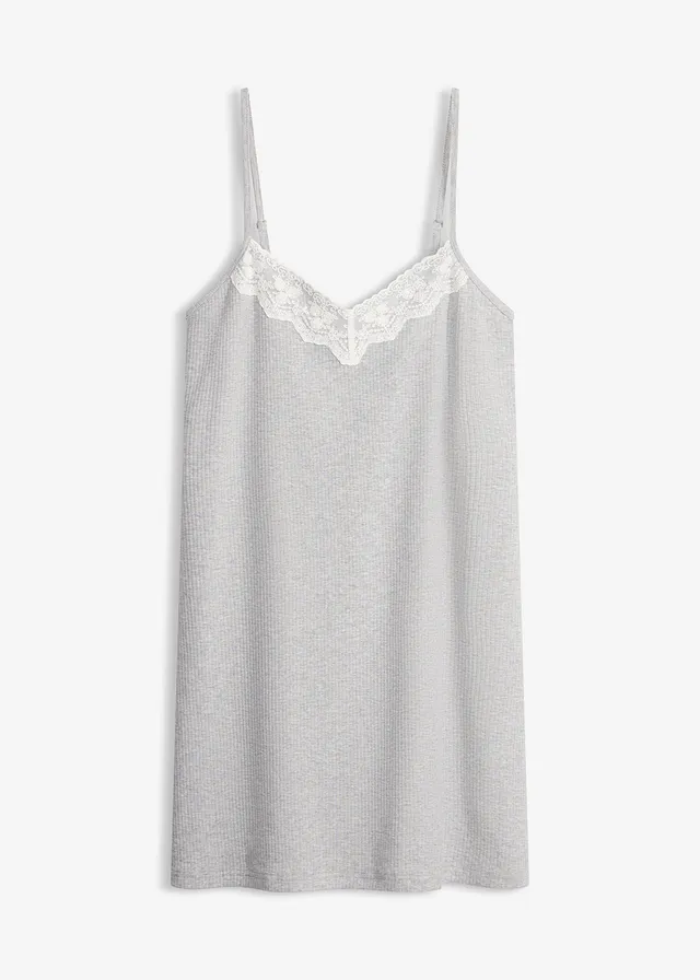 Nuisette en coton côtelé • gris clair chiné-blanc • Boutique bonprix