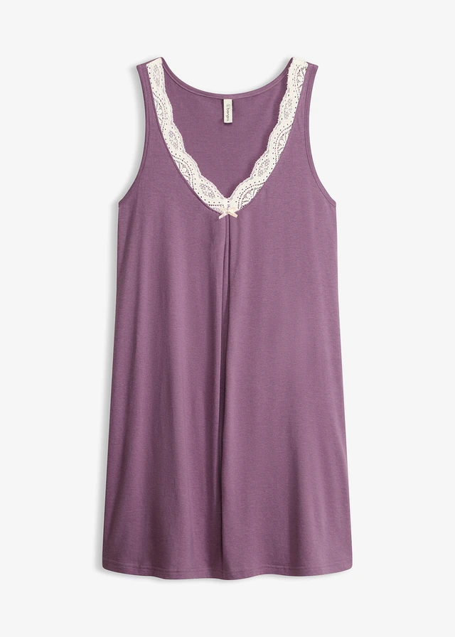 Chemise de nuit douce, Couleur: violet-blanc chiné