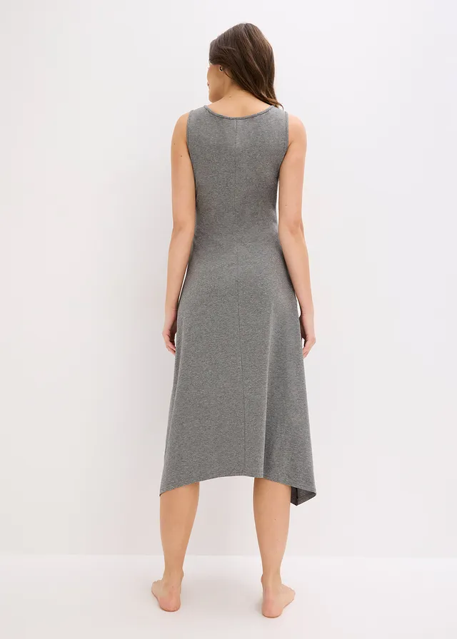 Chemise de nuit à fente, Couleur: gris chiné