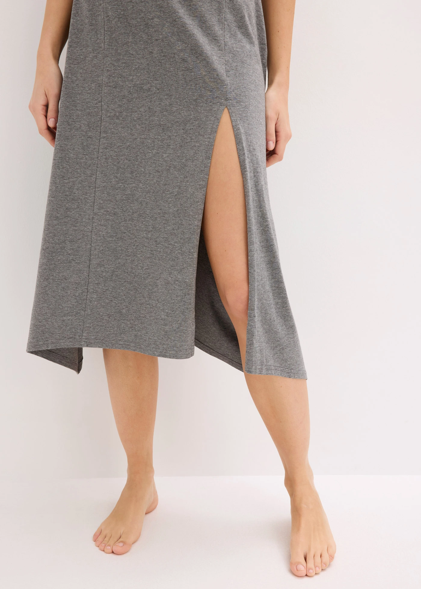 Nachthemd met split • grijs gemêleerd • bonprix online shop