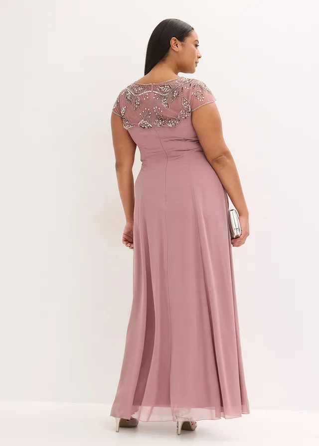 Robe de soirée avec application en dentelle, Couleur: bois de rose