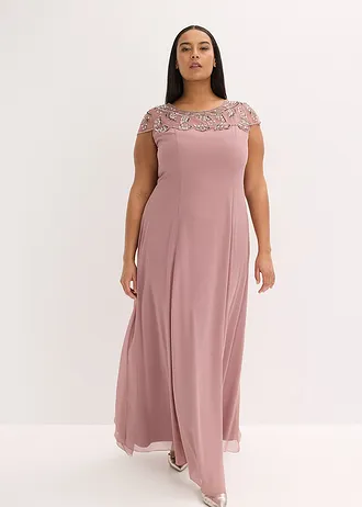 Robe de soirée avec application en dentelle, Couleur: bois de rose