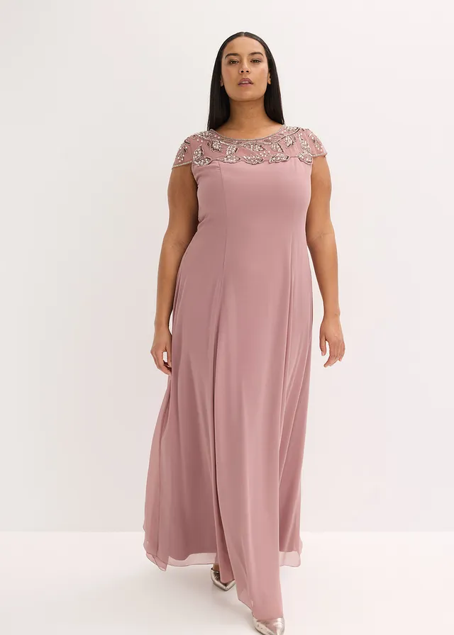 Robe de soirée avec application en dentelle, Couleur: bois de rose