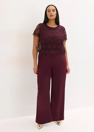 Combinaison douce en matière néoprène avec dentelle, Couleur: bordeaux