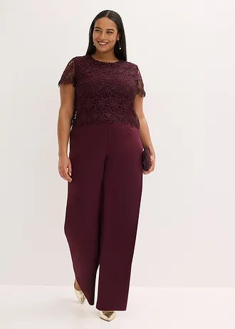 Combinaison douce en matière néoprène avec dentelle, Couleur: bordeaux