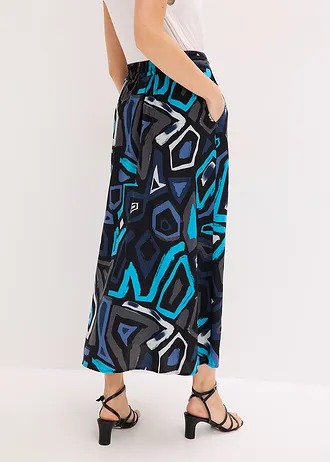 Maxi rok van soepele viscose, Kleur: zwart/blauw