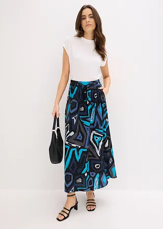 Maxi rok van soepele viscose, Kleur: zwart/blauw