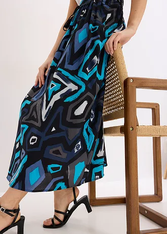 Jupe longue en viscose fluide • noir-bleu • Boutique bonprix