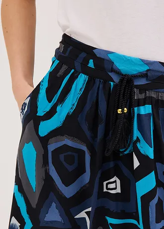 Maxi sukňa z padavej viskózy • čierna-modrá grafická potlačená • obchod bonprix