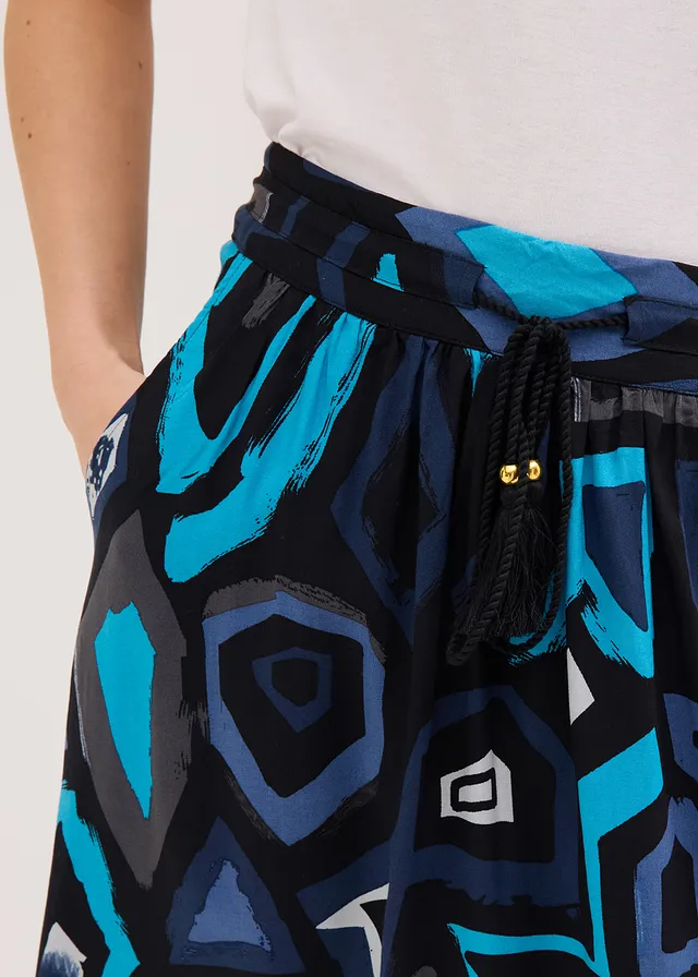 Jupe longue en viscose fluide • noir/bleu graphique • product-page.page-title-suffix