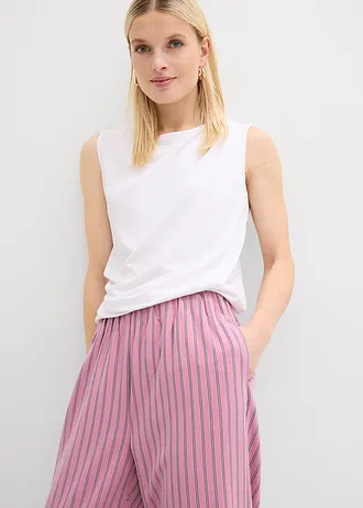 Instapbroek van soepele stof • mauve/wit/donkerblauw verticaal gestreept • bonprix online shop