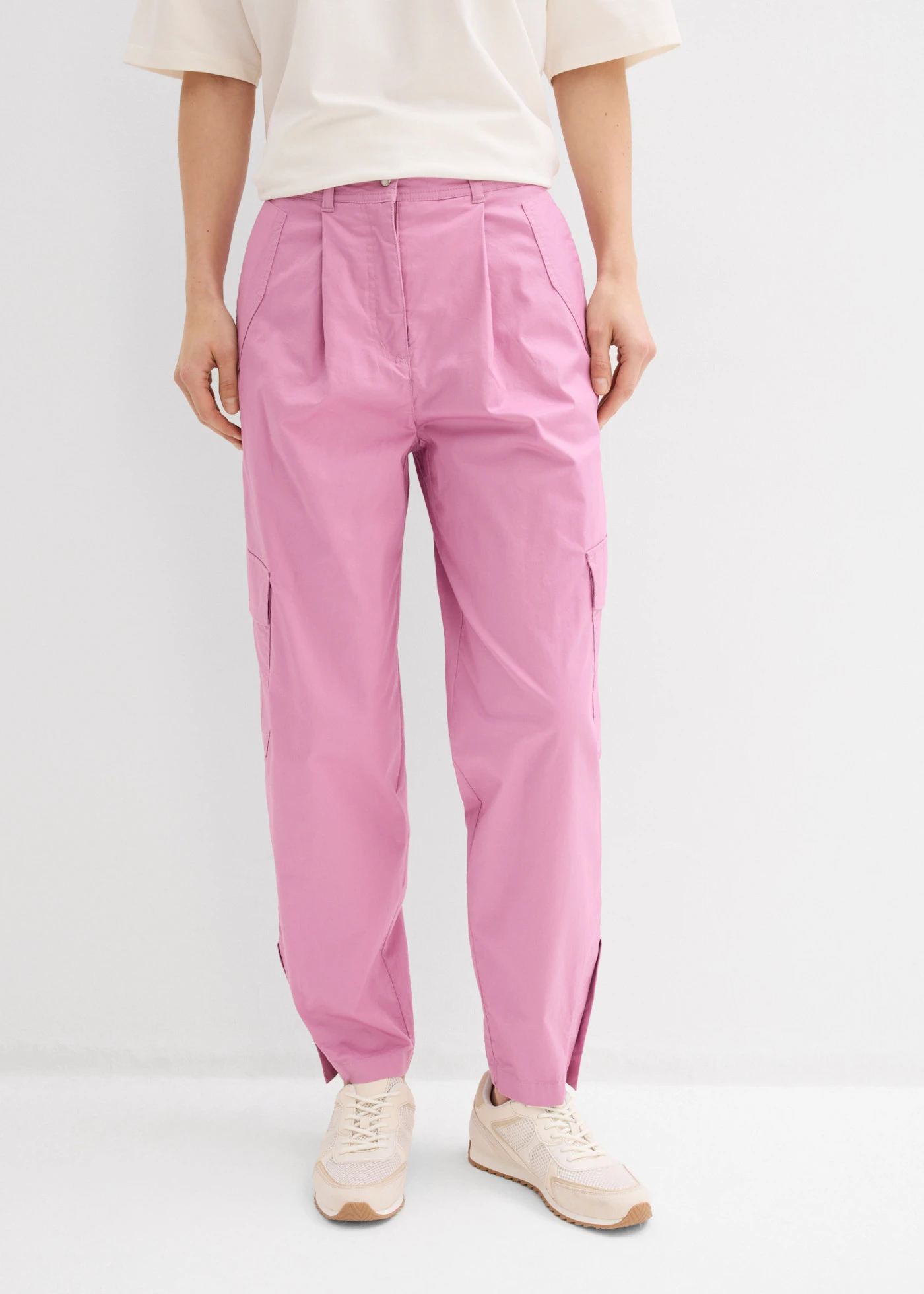 Pantalon cargo en coton extensible • mauve • Boutique bonprix