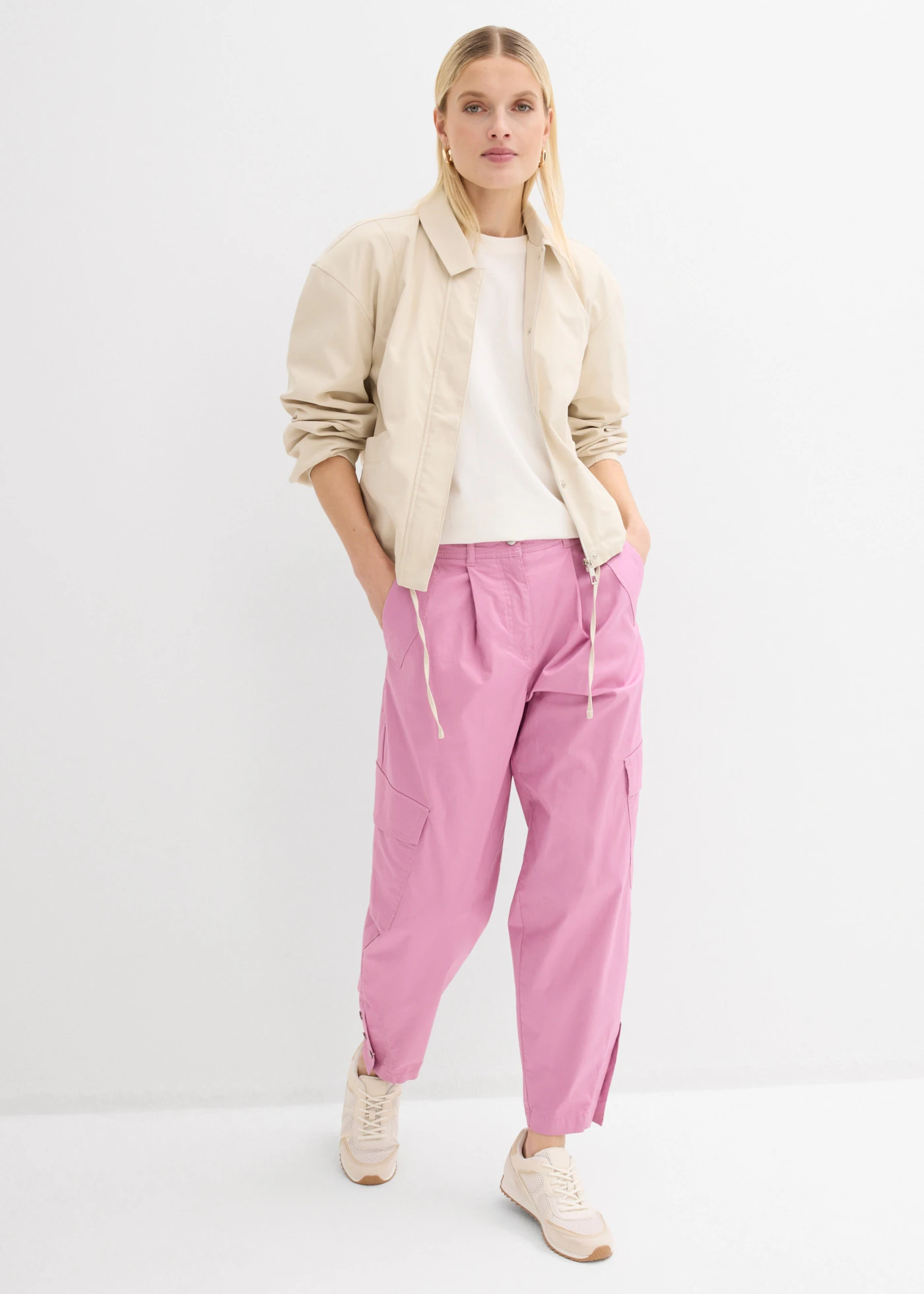 Pantalon cargo en coton extensible • mauve • Boutique bonprix
