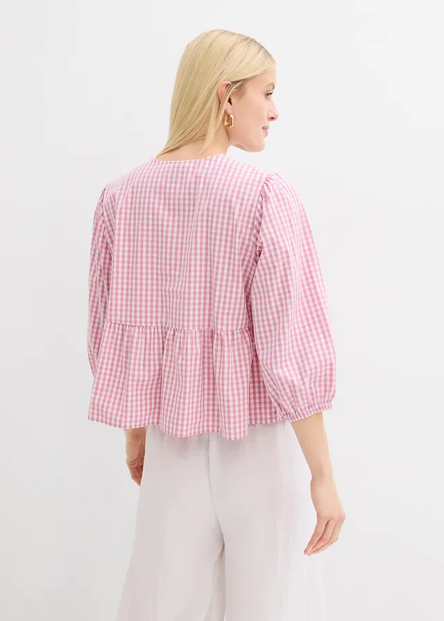 Blouse met strikdetail • mauve-wit • product-page.page-title-suffix