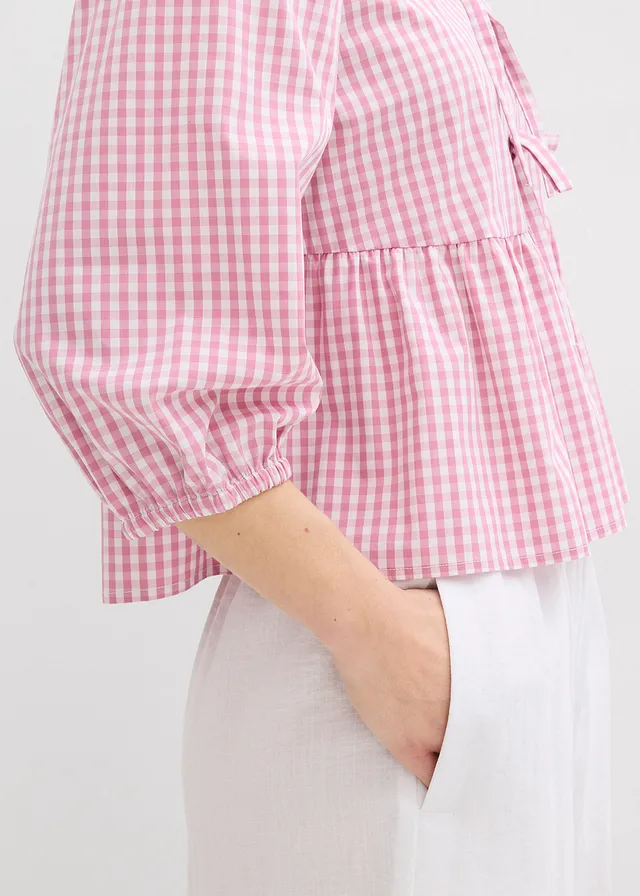 Blouse met strikdetail • mauve-wit • product-page.page-title-suffix
