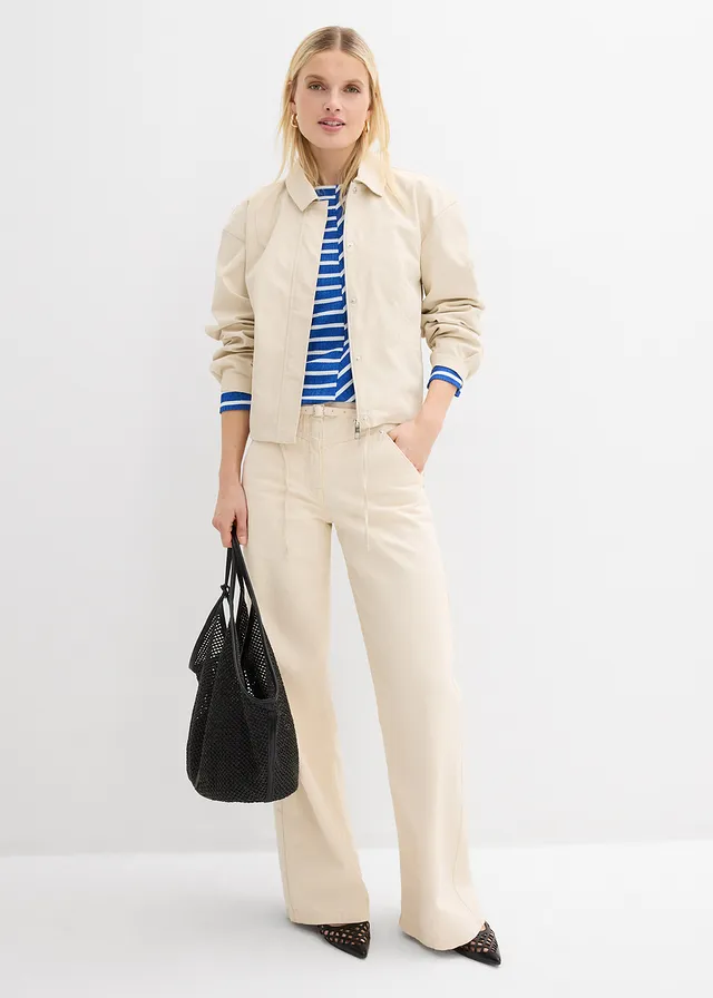 Pantalon en twill 100% coton, Couleur: écru