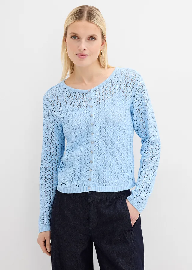 Ajour vest van katoen • lichtblauw • product-page.page-title-suffix