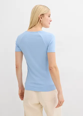 Geribd shirt in een viscosemix, Kleur: lichtblauw