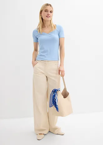 Geribd shirt in een viscosemix, Kleur: lichtblauw