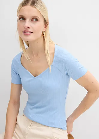 Bluză ripsată din amestec de viscoză • bleu • magazin bonprix