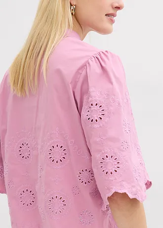 Korte tuniek met broderie anglaise • mauve • bonprix online shop