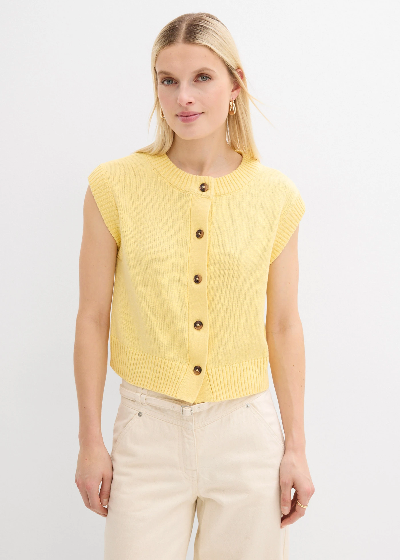 Vestă tricotată • galben deschis • magazin bonprix