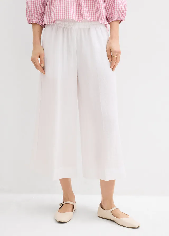 Culotte van een zachte viscose-mix, Kleur: wit