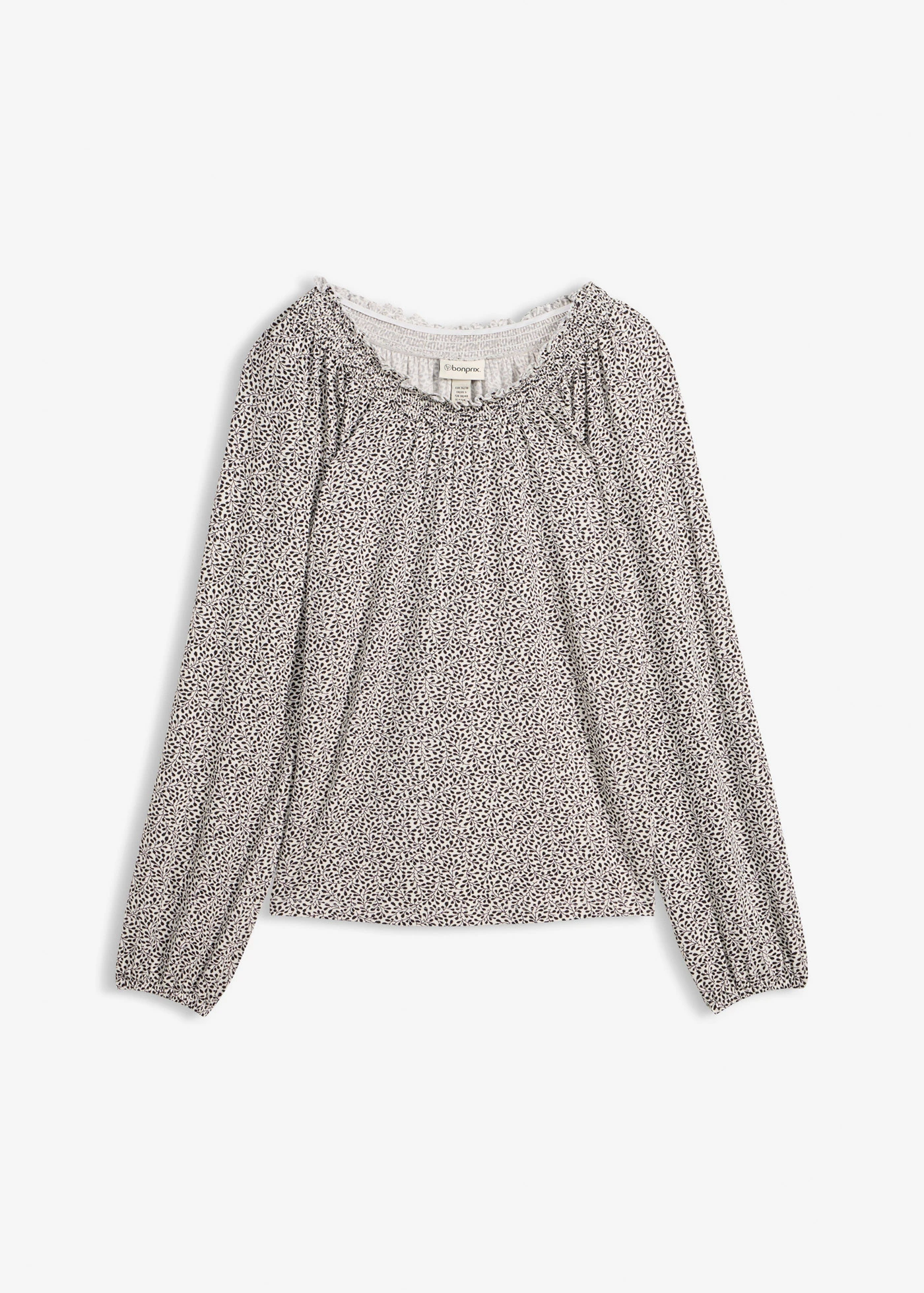 Longsleeve in een viscosemix • wolwit-zwart • bonprix online shop