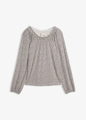 Longsleeve in een viscosemix • wolwit-zwart • bonprix online shop