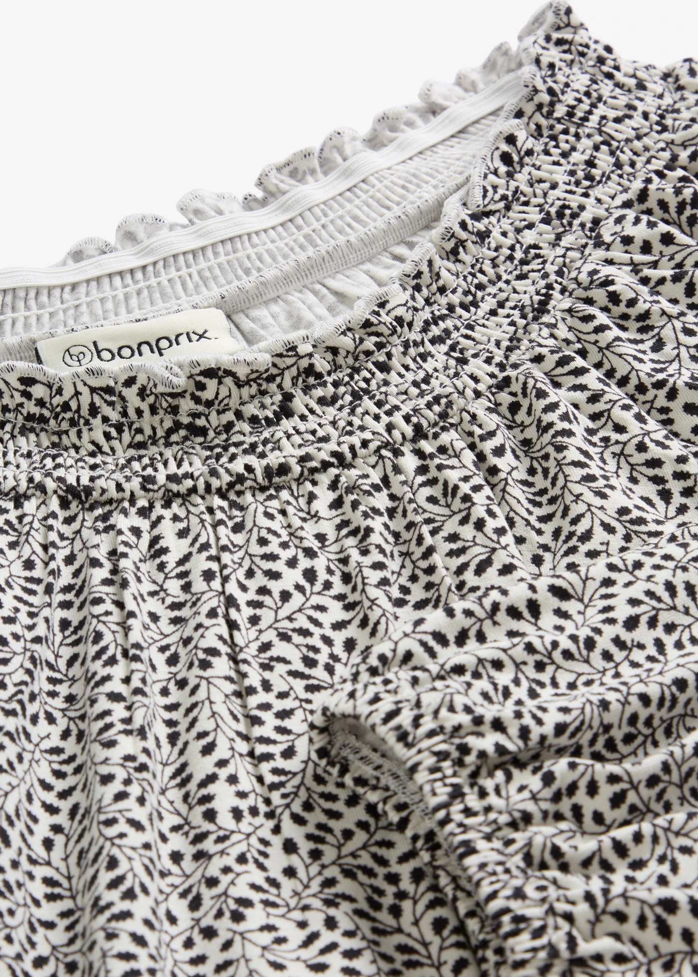 Tričko s dlhým rukávom z viskózového mixu • biela vlna-čierna kvetovaná • obchod bonprix