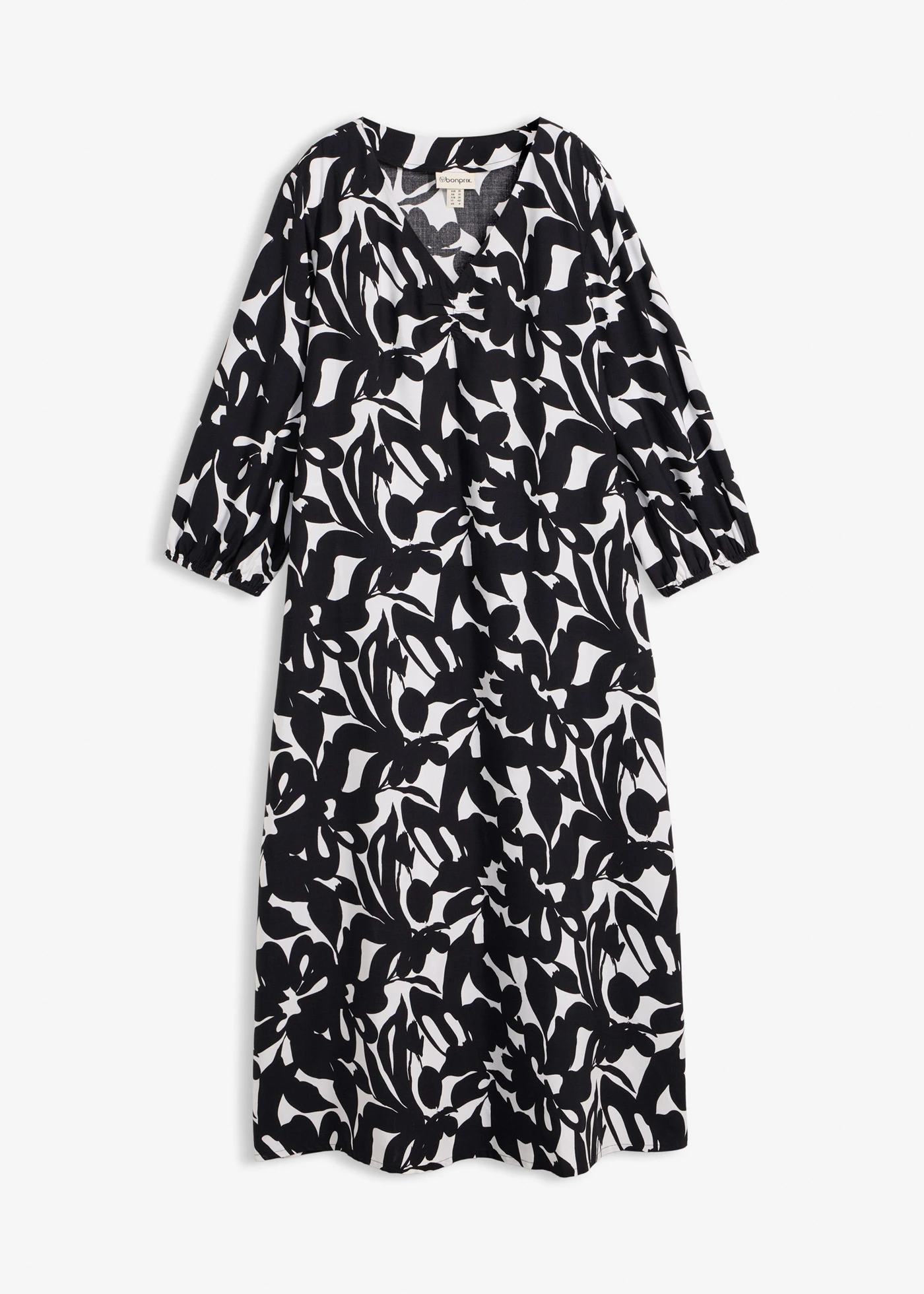 Robe longue en viscose fluide • noir-écru floral • Boutique bonprix