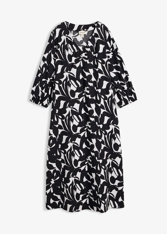 Robe longue en viscose fluide • noir-écru floral • Boutique bonprix