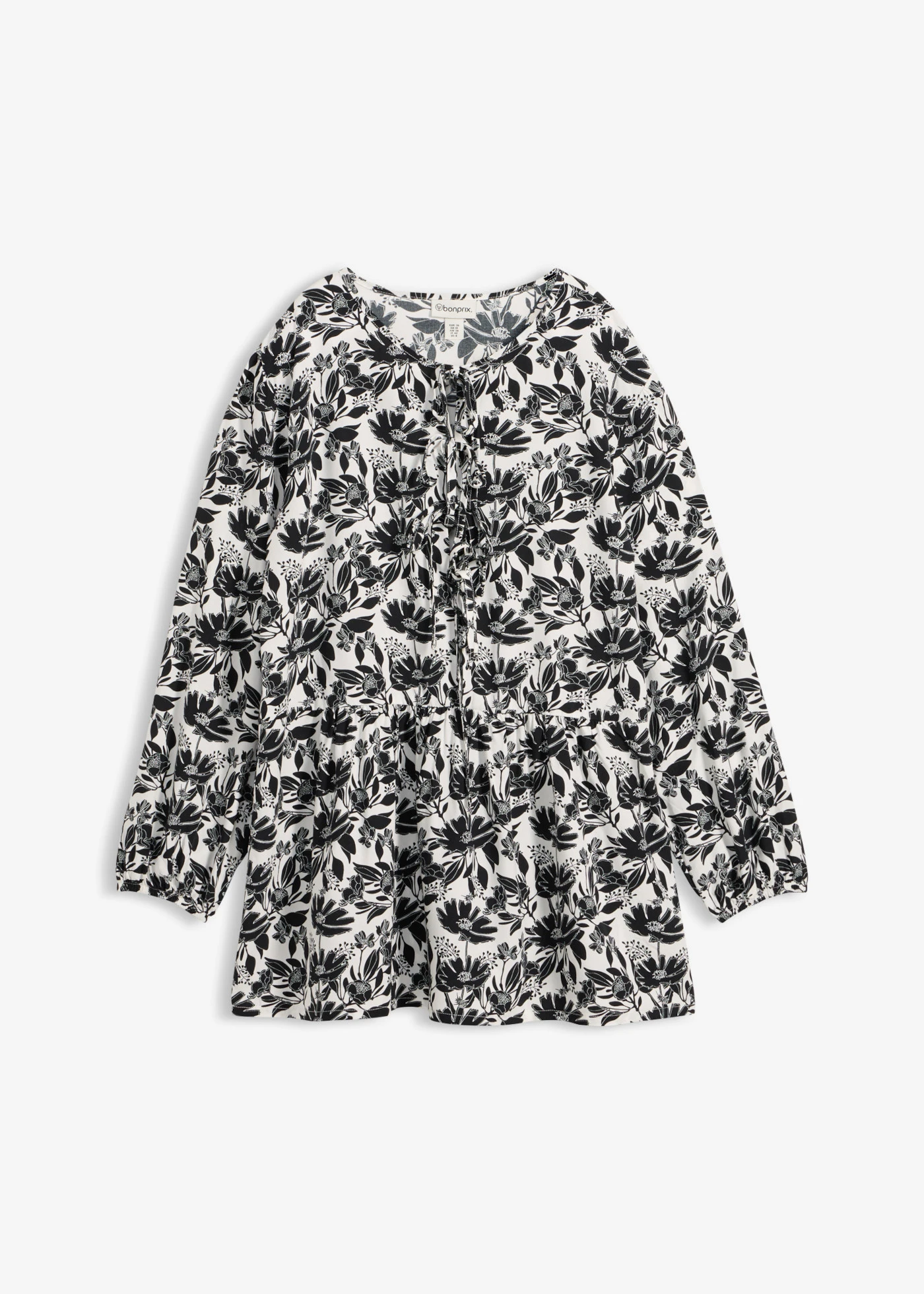 Dlhá tunika z viskózy • biela/čierna potlačená • obchod bonprix