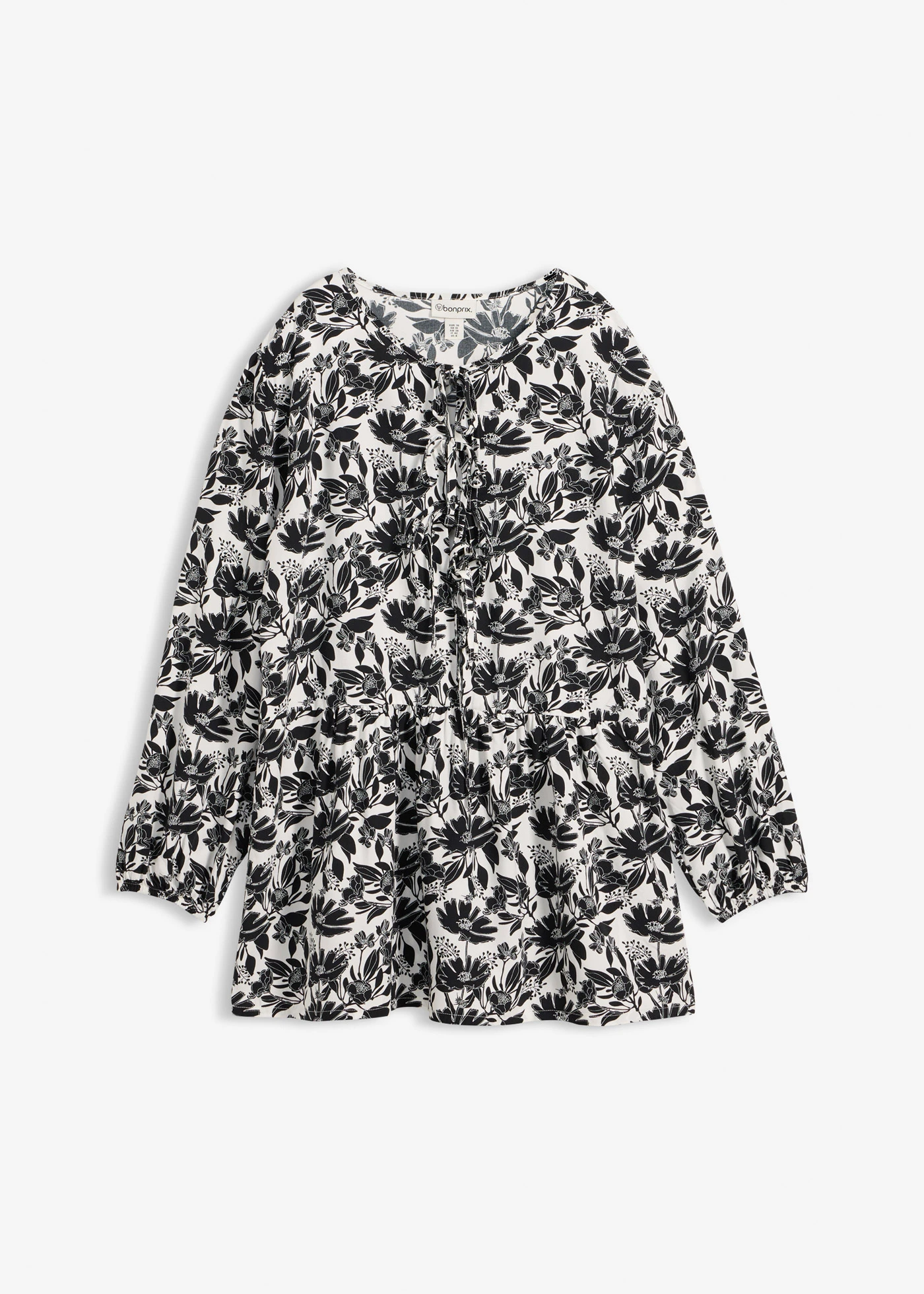 Lange tuniek van viscose • wit-zwart gedessineerd • bonprix online shop