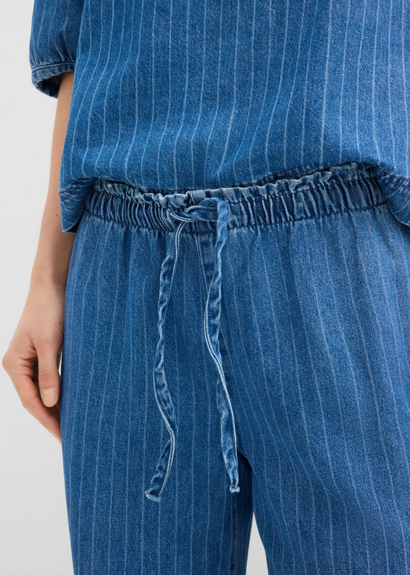 Džínsy, Wide-Leg, Pull On • modrá stone pásikovaná • obchod bonprix