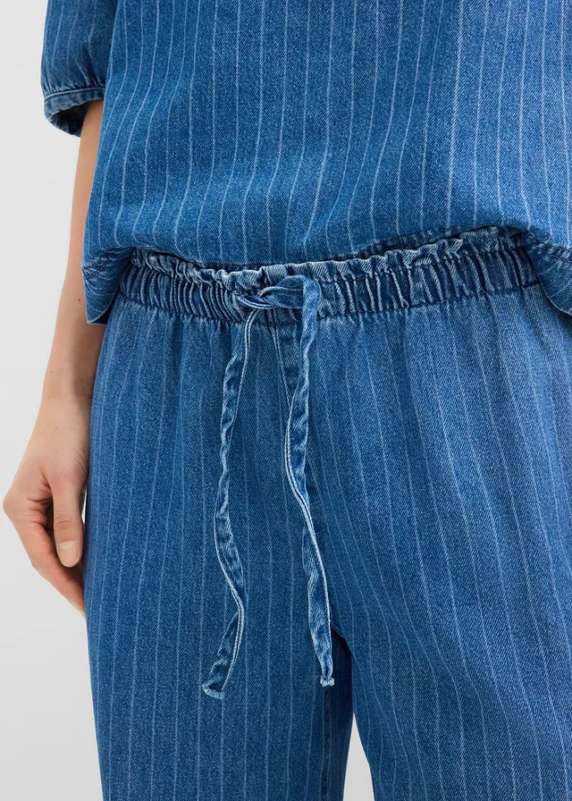 Jean large à taille entièrement élastiquée, coton • bleu stone rayé • product-page.page-title-suffix