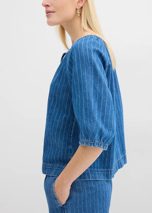 Farmer pamut tunikablúz • kék denim-csíkos • bonprix áruház