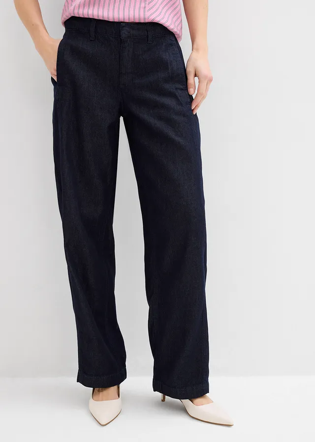 Barrel jeans, mid waist • diepblauw denim ongewassen • product-page.page-title-suffix