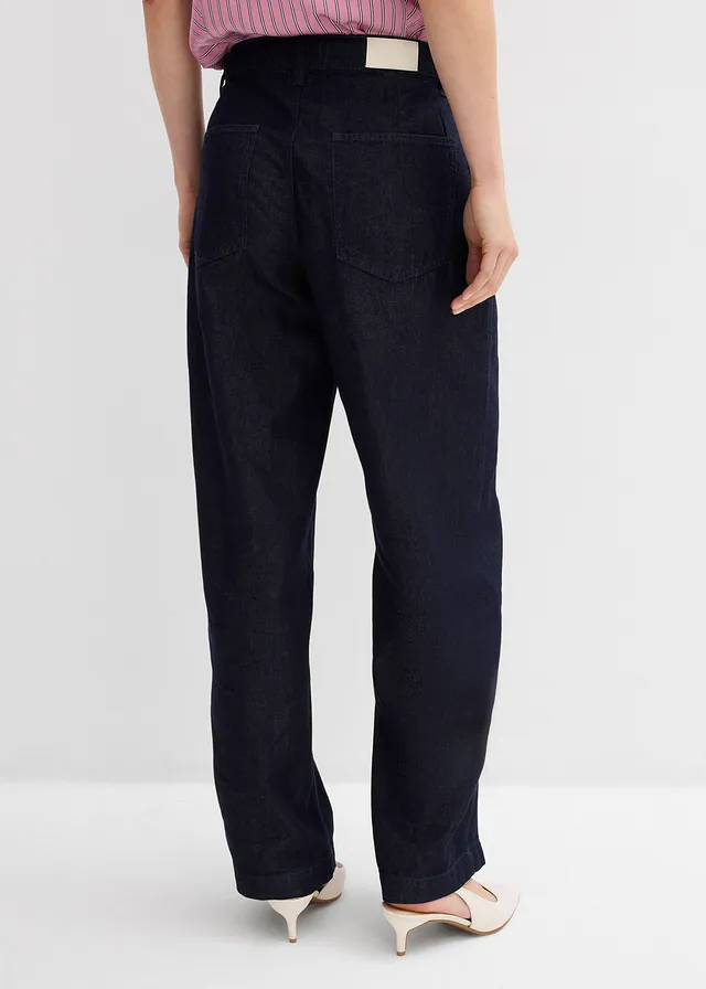Barrel jeans, mid waist • diepblauw denim ongewassen • product-page.page-title-suffix