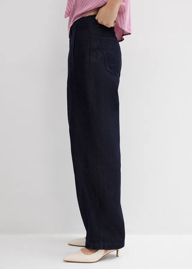 Barrel jeans, mid waist • diepblauw denim ongewassen • product-page.page-title-suffix