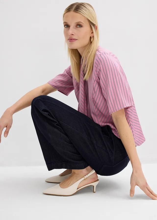 Barrel jeans, mid waist • diepblauw denim ongewassen • product-page.page-title-suffix