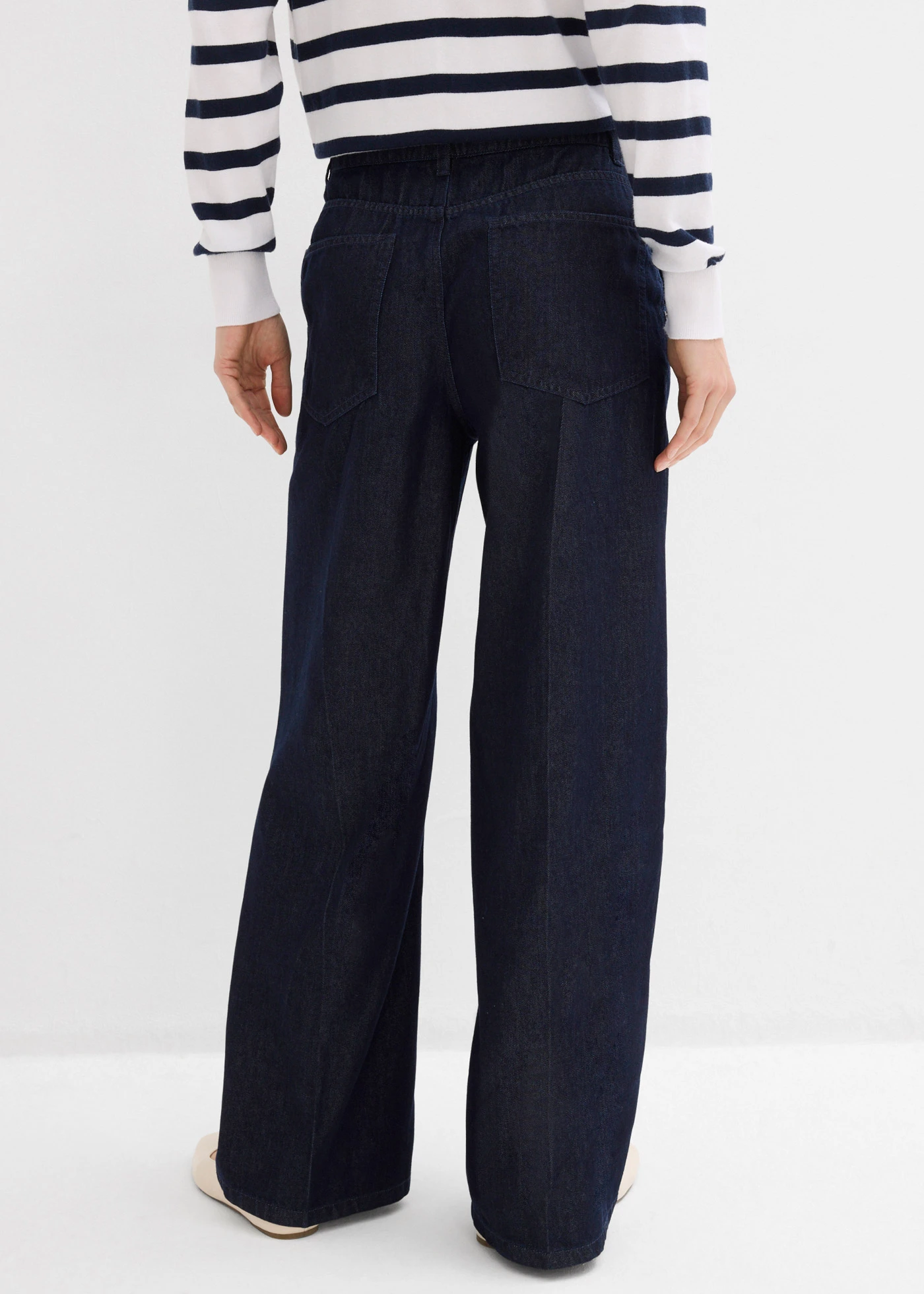 Wide Leg farmer, Straight • mélykék denim, nincs előmosva • bonprix áruház