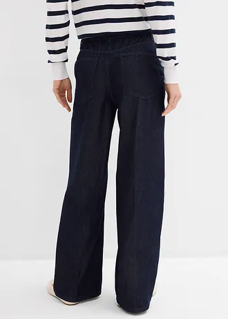 Blugi wide leg, straight, culoare: bleumarin denim