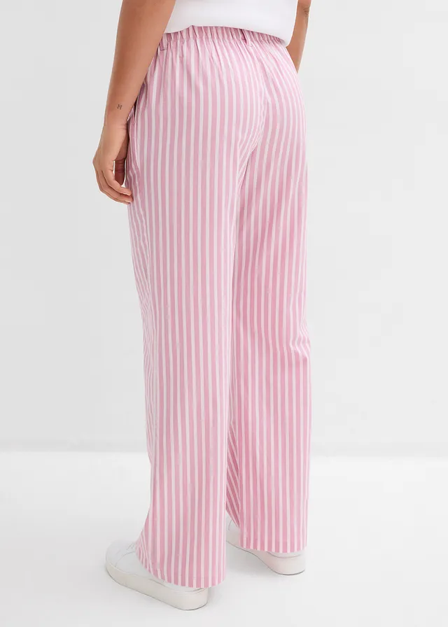 Pantalon palazzo en popeline de coton • rose clair-mauve rayé • product-page.page-title-suffix
