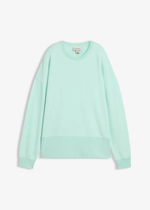 Oversized sweater van een katoenmix, Kleur: lichtmint