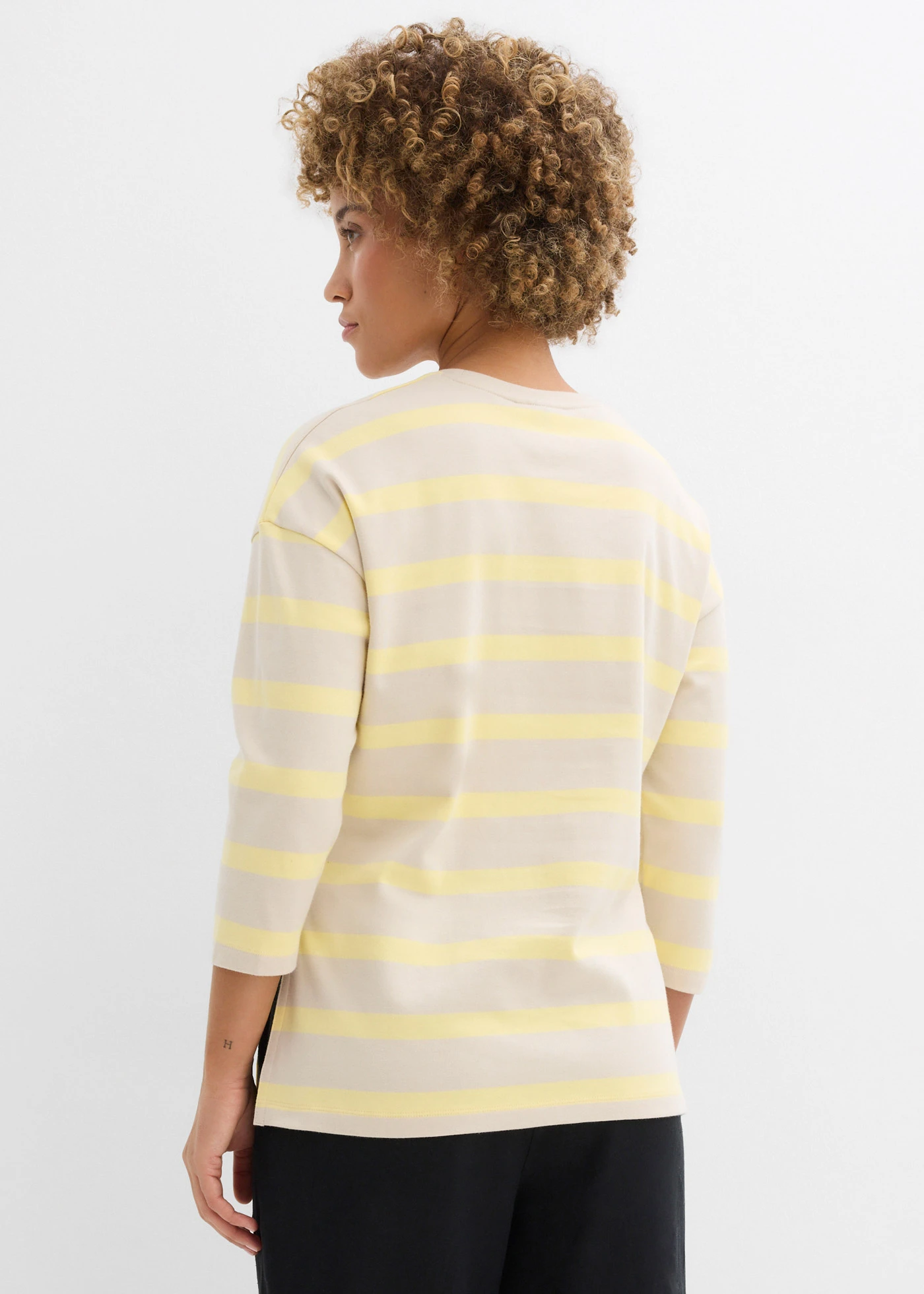 Longshirt van zwaar biologisch katoen • lichtsand-lichtgeel horizontaal gestreept • bonprix online shop