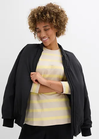 T-shirt long en coton épais • sable clair-jaune clair rayé • Boutique bonprix