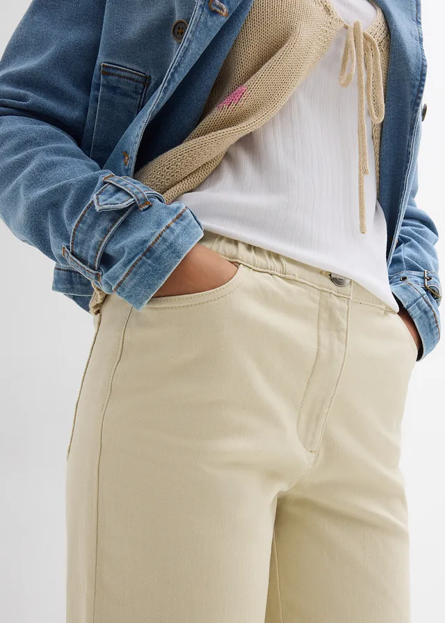 Pantalon palazzo à taille haute et élastiquée • sable clair • product-page.page-title-suffix