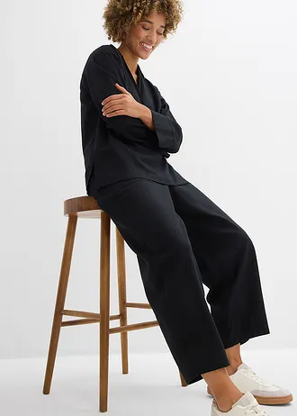 Barrel broek van lichte linnenmix • zwart • bonprix online shop