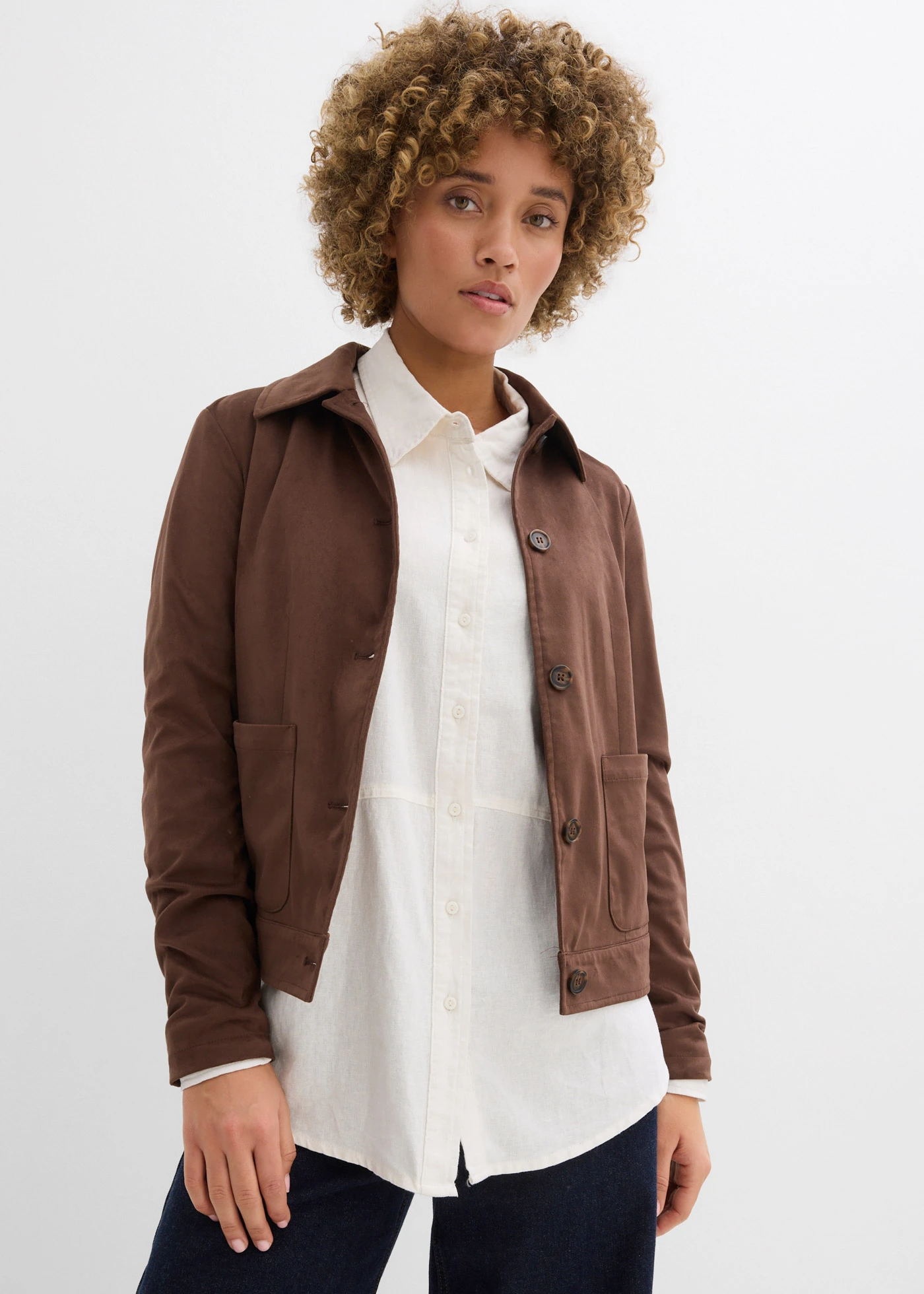 Bluză în stil oversize din material cu in • ecru • magazin bonprix